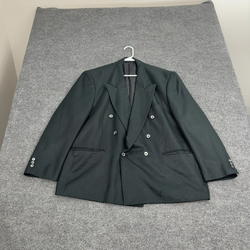 Vintage‎ Egon von Furstenberg Blazer Mens Black Silk Herringbone Double Breasted